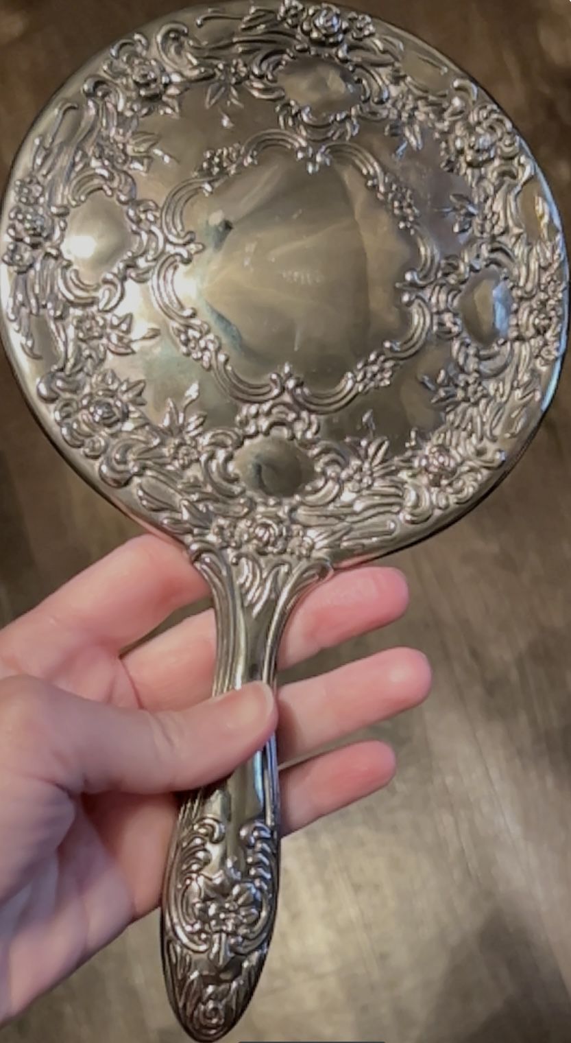 Vintage Silver Plated Hand Held Mirror 