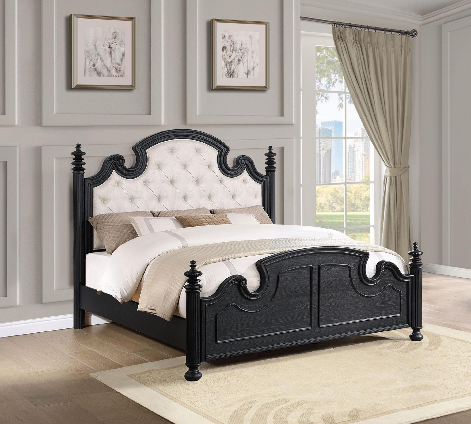 Black King Size Bed, Dresser, Mirror, Nightstand $1499