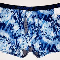 Hanes X-Temp Total Support Pouch Men's Trunks, Blue Tie Dye Underwear Size 3XL