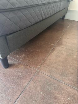 Modern gray platform bed, queen, size