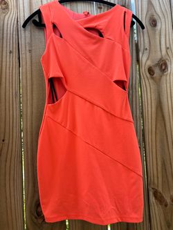 Bebe Hot Coral Cutout Bodycon Mini Dress