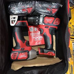 Milwaukee M18 18V Lithium-Ion Cordless Drill Driver/Impact Driver Combo Kit (2-Tool) W/ Two 1.5Ah Batteries, Charger Tool Bag