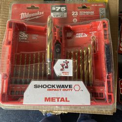 Milwaukee 1/2” 23 pc Titanium Drill Bit Set New 
