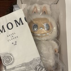 Pop Mart The Monsters Labubu Zimomo Angel in Clouds Figure + Tote Bag