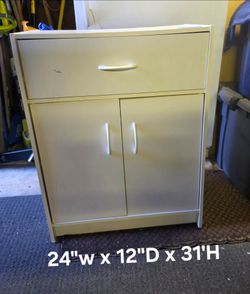 Handy white storage cabinet 
24.25"w x 12"d x 31.5"h