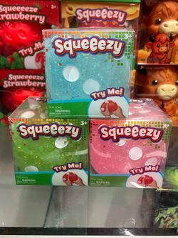 NEW Authentic Viral Squeeezy Dice 🎲 Green, Blue & Pink Glitter Gel Squishy Squeeze Toy