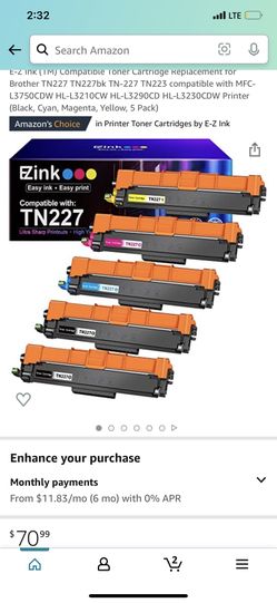 TN227 Toner Cartridge BK/C/M/Y 