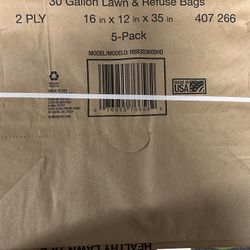 Ten 30-Gal Brown Paper Lawn Bags