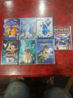 7 DVD'S Walt Disney Bambi Lady And The Tramp Dumbo Peter Pan Mary Poppins