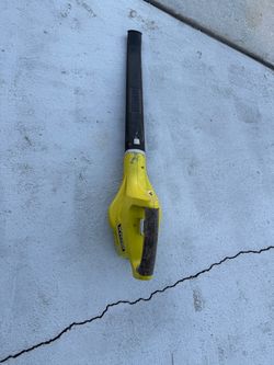 The RYOBI ONE+ 18V P2102 lightweigh blower only. No battery. Used in acceptable condition with some cosmetic blemishes from use over time. Looks lil u