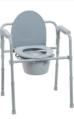 Folding Steel Bedside Commode Chair, Portable Toilet
