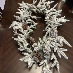 Christmas Wreath, Artificial Christmas Wreath Frosted Branch Front Door