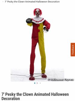 7' Pesky the Clown Animated Halloween Decoration