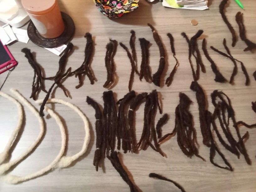 Human Hair Dreadlock Extensions 7 Inches Dark Brown And blonde