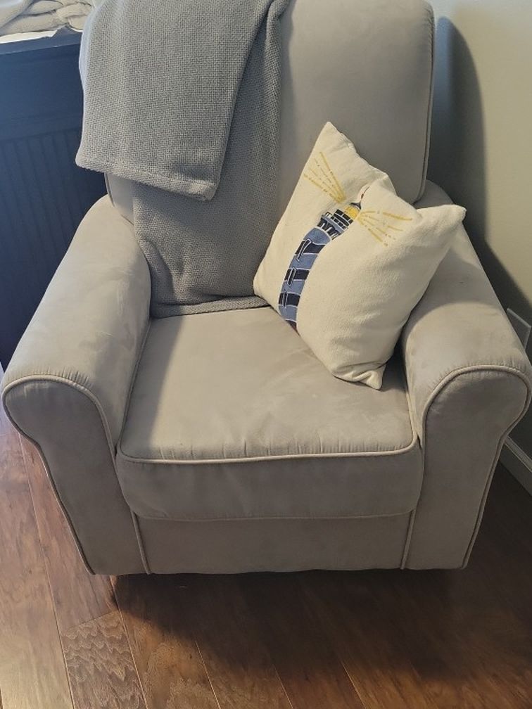 Suede grey nursery glider chair