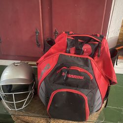 Girls Baseball / Softball Helmet And Bookbag
