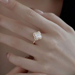 925 Sterling Silver Cubic Zirconia Clover Ring 