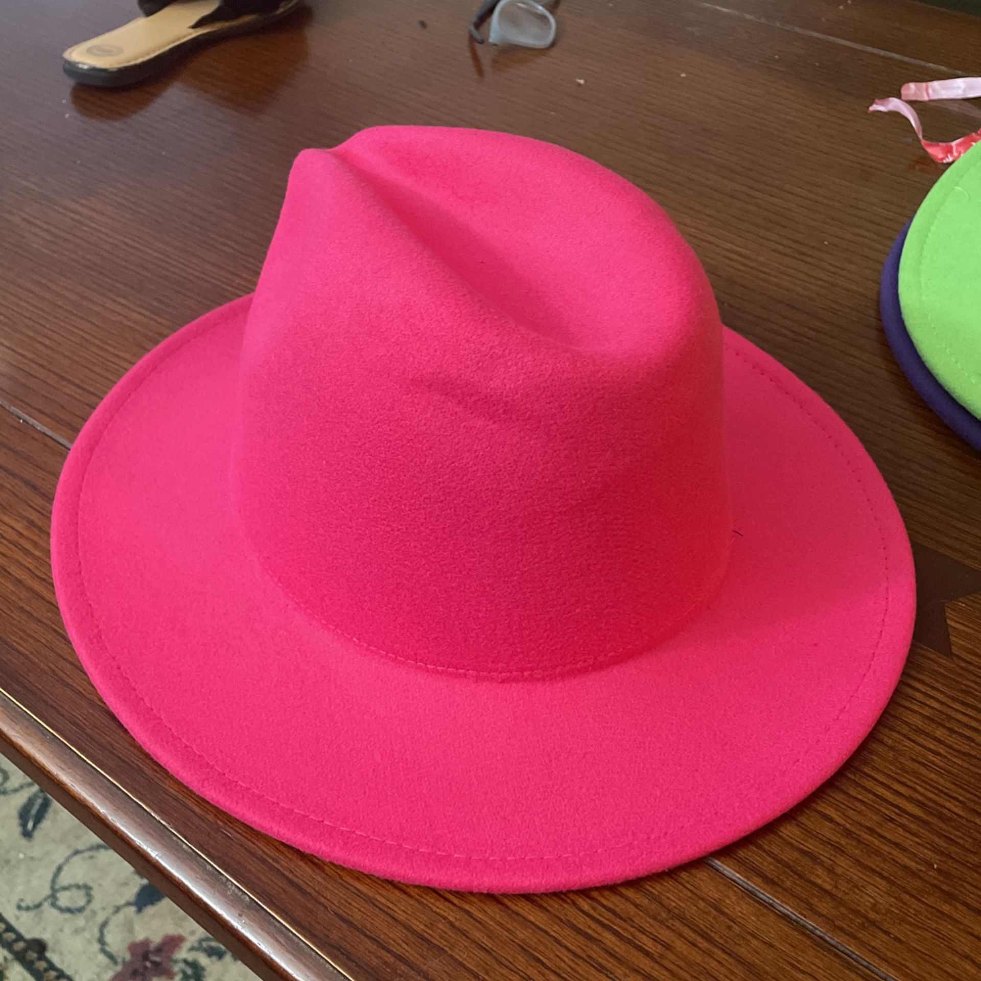 Pink And Green  Fedora Hat 