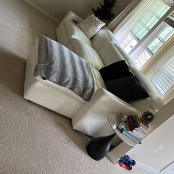 White Genuine Modular  Leather Sofa With Recliners 