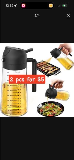 16oz Oil Sprayer for Cooking - 2 in 1 Spray & Pour Olive Oil Dispenser - 470ml Glass Spray Oil Bottle - Kitchen Gadgets
