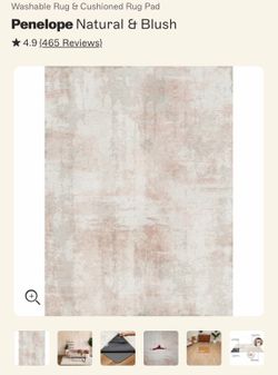 Tumble washable natural and Blush 9x12 area rug with padding included
