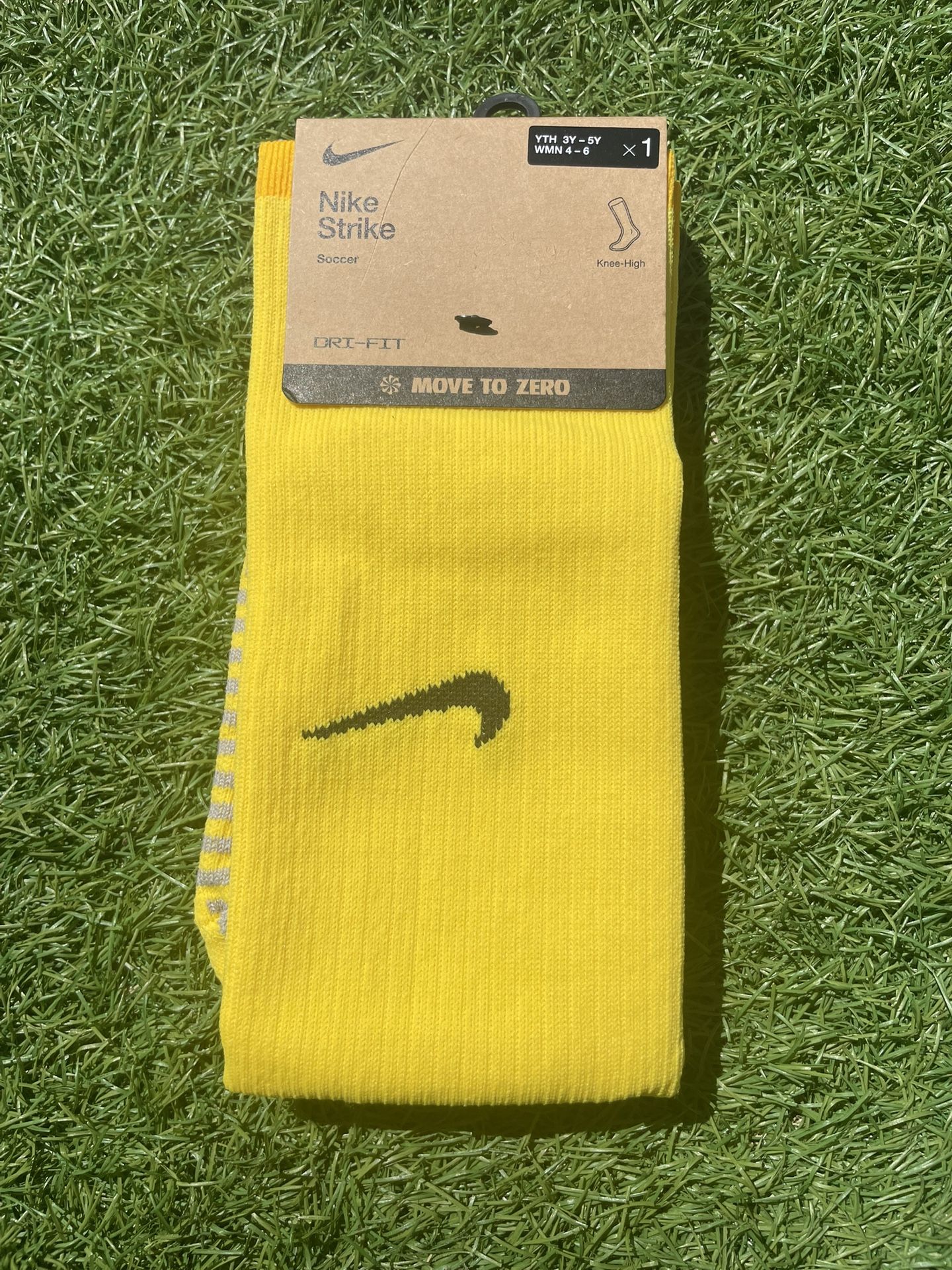FQ8253-710 Nike Strike Soccer Dri Fit Knee High Socks Sz 3-5 Y/ Wmn4-6