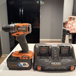 RIDGID 18V Brushless Drill + 9Ah Battery + Dual Charger