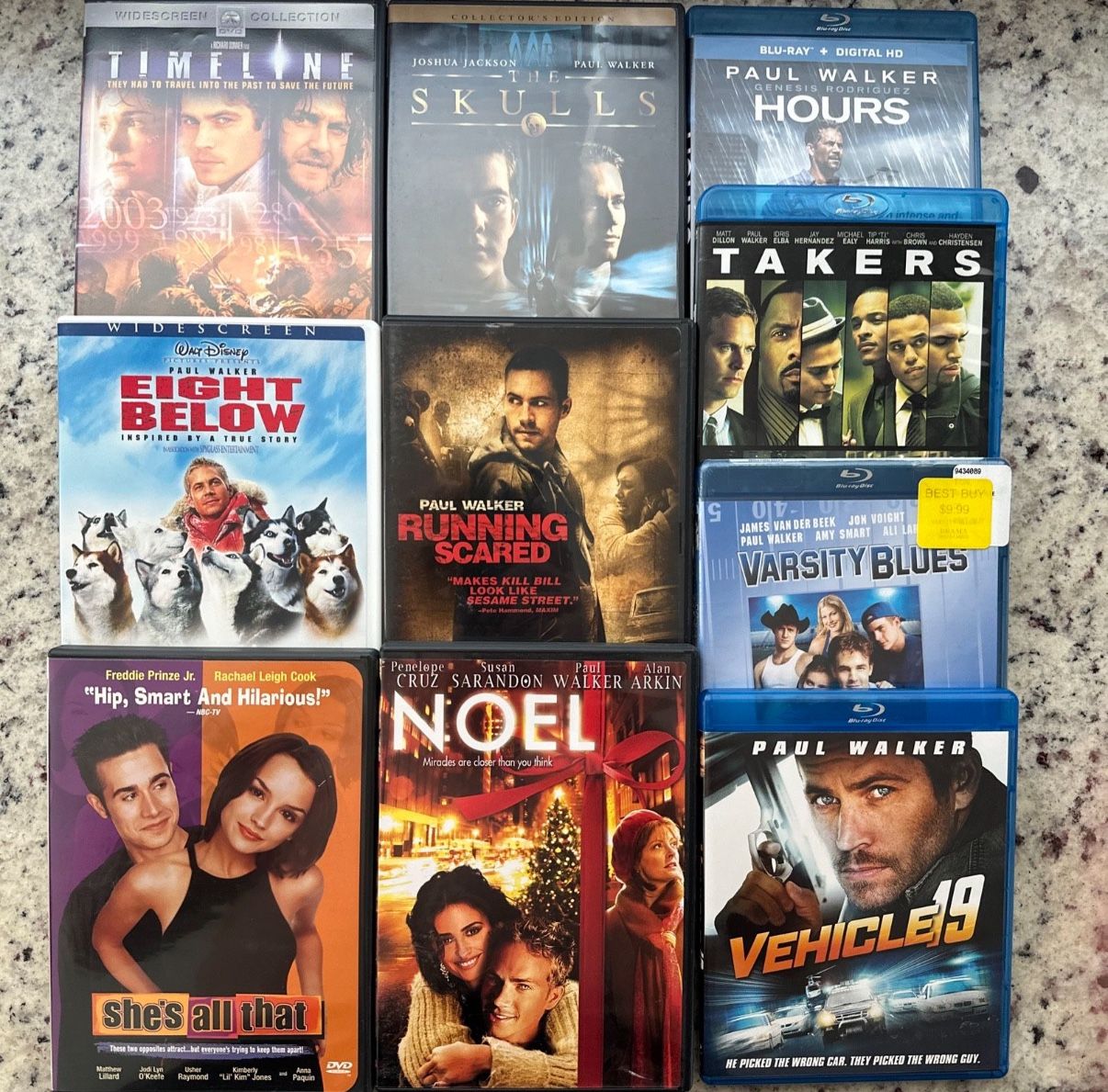 Paul Walker 10 Movie Bundle! Bluray + DVD - See Description + Photos 🎬