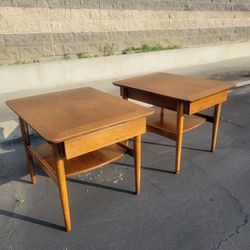 Vintage Mid Century Walnut End Side Tables 