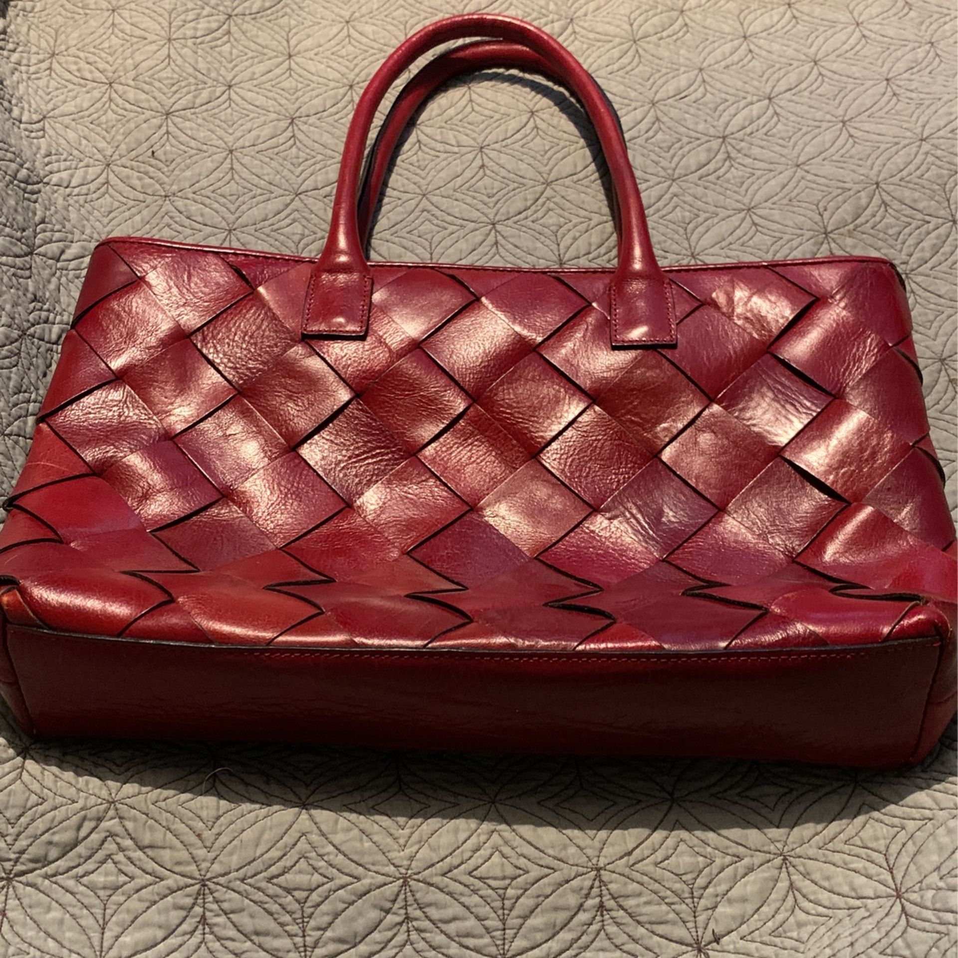 EUC Red Wilson’s Leather Tote.