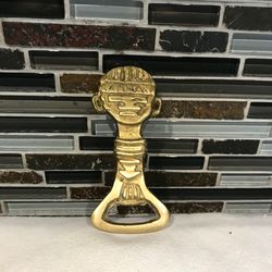 Vintage Gold tone Maya / Aztec soda or beer bottle opener