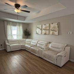 Sofia Vergara Gallia White Leather Reclining Sectional 