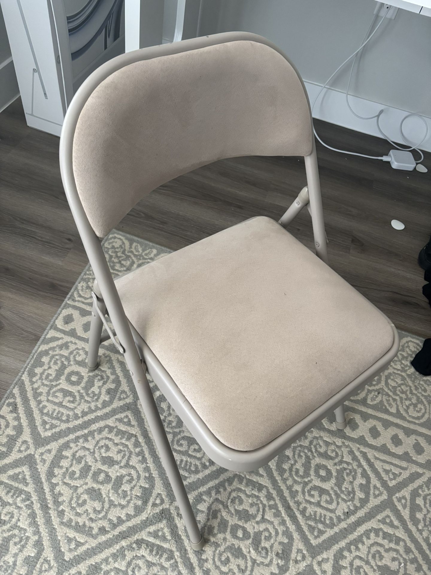 2 Folding Sturdy Metal Suede Cushion Chairs 