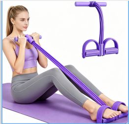 Pedal Resistance Bands with Handle, 6-Tubes Elastic Exercise Bands, Natural Rubber Resistance Bands, Multifunction Exercise Equipment for Abdomen, Wai