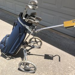 Golf Club Set w Bag & Pull Cart