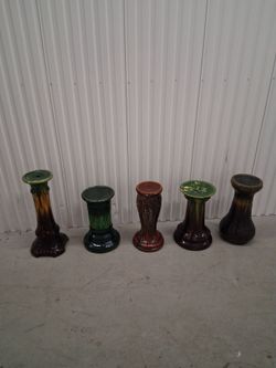 ANTIQUE  McCOY  MAJOLLICA  PEDESTALS