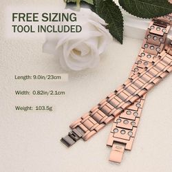Copper Bracelet for Men or Women 3-Row Magnet Design