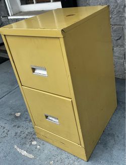 Vintage Yellow Office Filing Cabinet 2 Drawer