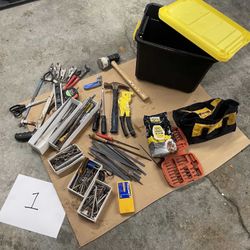 $50 - Tools GRAB BAG #1 : Hacksaw, Files, Bits, Blades, Pliers, Bin, Toolbag, Stud Finder & More