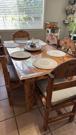 Comedor Rústico De Madera Pesada Muy Bonito