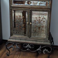 Antique Mirrored Wooden Cabinet 