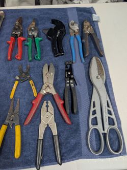 10-Piece Cutting & Pliers Tool Lot – Malco Snips, Cutters, Strippers & More