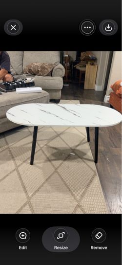 Oval Marble-Top Coffee Table Black Legs