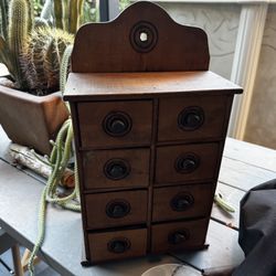 Old Antique Spice Cabinet - Wood Drawers 