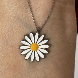 925 Silver daisy  sunflower handmade enamel necklace