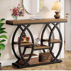 Tribesigns 39.4" Console Table, Industrial 4-Tier Sofa Table Entryway Table with Storage Shelves