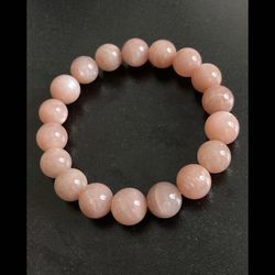 Peach Moonstone Crystal Bracelet - Stretchy