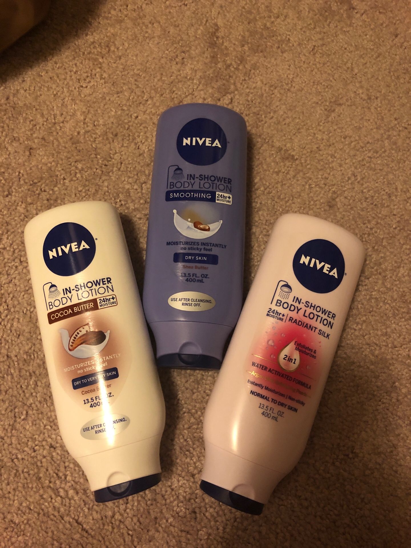 3 Nivea in-shower body lotions