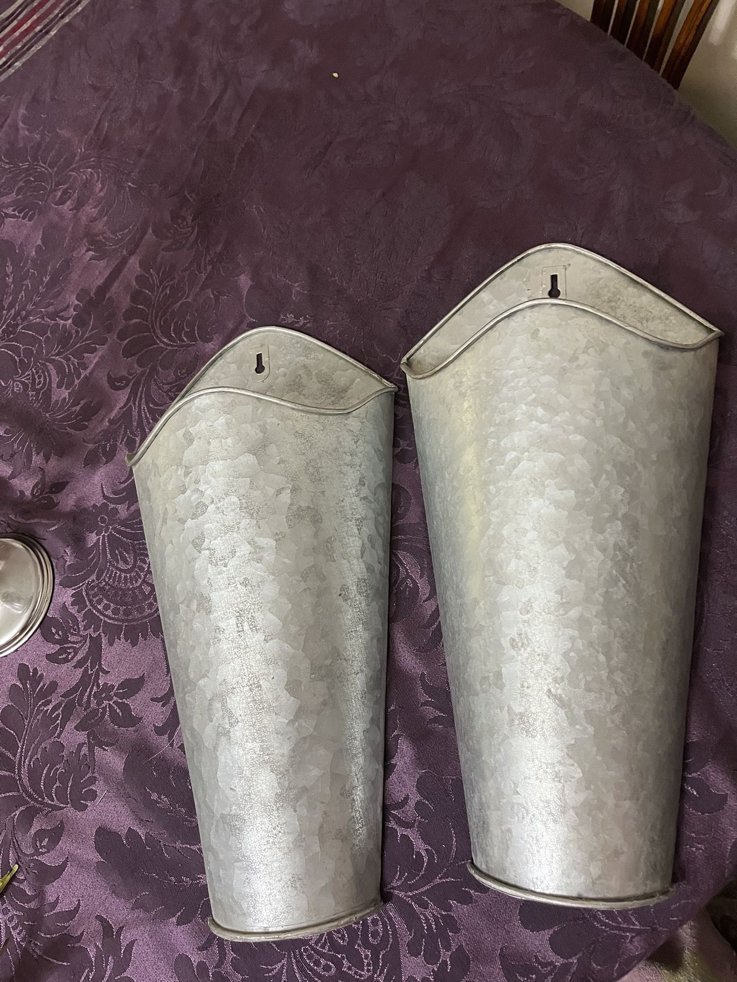 Set Of 2 Galvanized Wall Hanging Planters