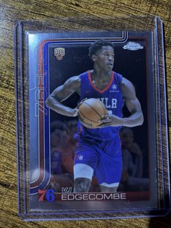VJ Edgecombe Topps Chrome 2025 Philadelphia 76ers Rookie Base Set #253 Card